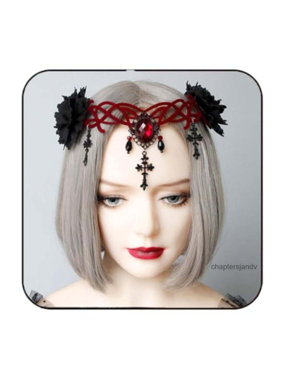 Gothic Vampire Headpiece Floral Crown Headband with Hair Clips